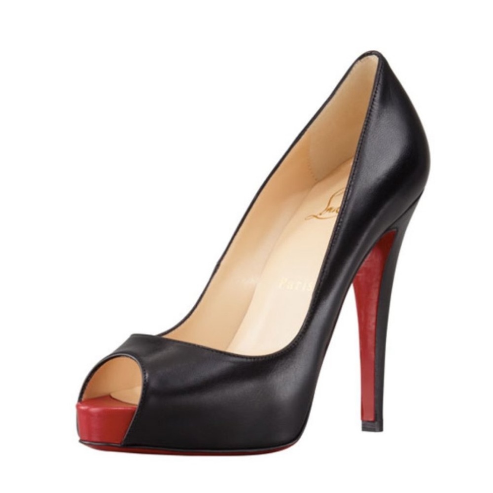 Christian Louboutin Very Prive 120 Kid black red peep toe 40